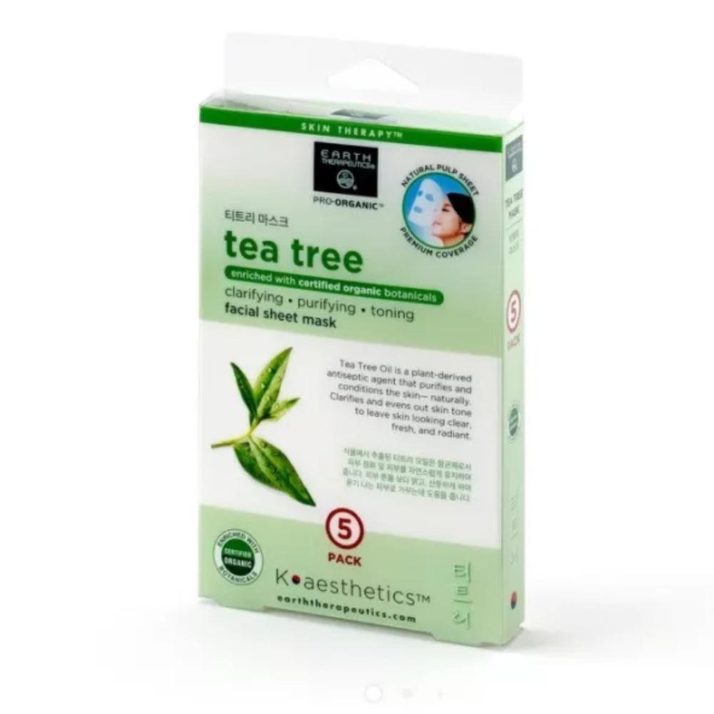 Earth Therapeutics Pro-Organic Tea Tree Clarifies Mask - 5 Pack Skin Therapy